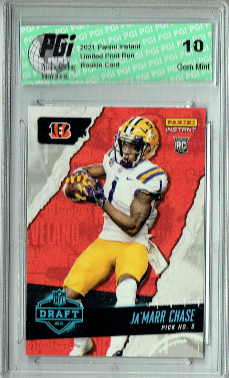 Ja'Marr Chase 2021 Panini Instant #5 Draft Night 1 of 1,265 Rookie Card PGI 10