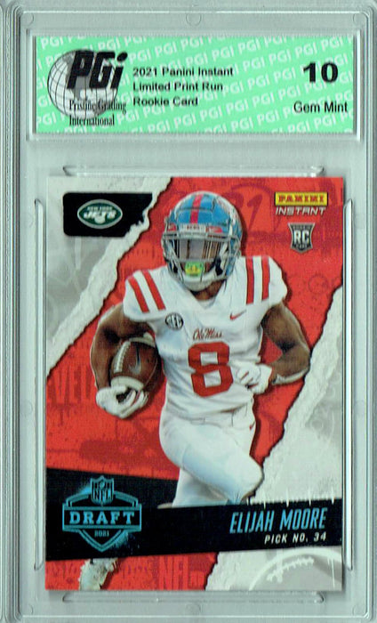 Elijah Moore 2021 Panini Instant #19 Draft Night 1 of 809 Rookie Card PGI 10