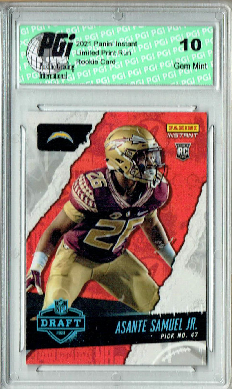 Asante Samuel Jr. 2021 Panini Instant #21 Draft Night 1/779 Rookie Card PGI 10