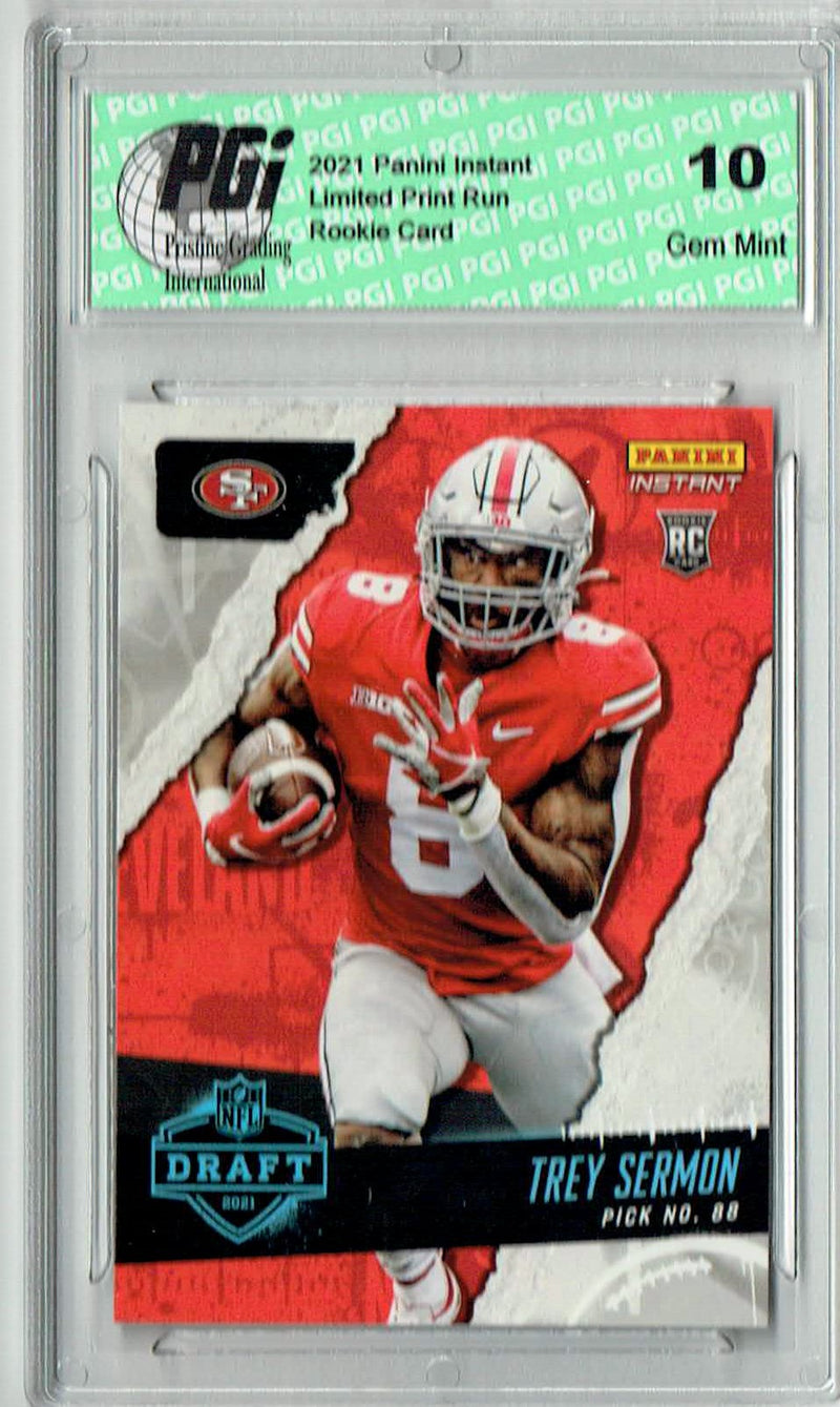 Trey Sermon 2021 Panini Instant #30 Draft Night 1 of 883 Rookie Card PGI 10