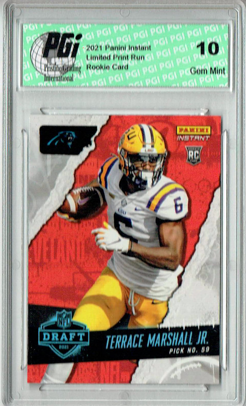 Terrace Marshall Jr 2021 Panini Instant #25 Draft Night 1/801 Rookie Card PGI 10