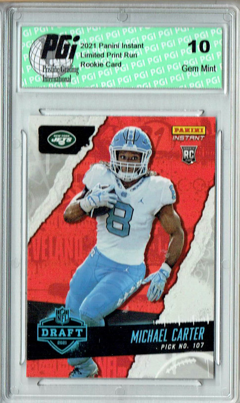 Michael Carter 2021 Panini Instant #31 Draft Night 1 of 784 Rookie Card PGI 10