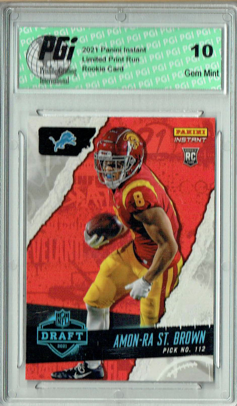 Amon-Ra St. Brown 2021 Panini Instant #32 Draft Night 1/802 Rookie Card PGI 10