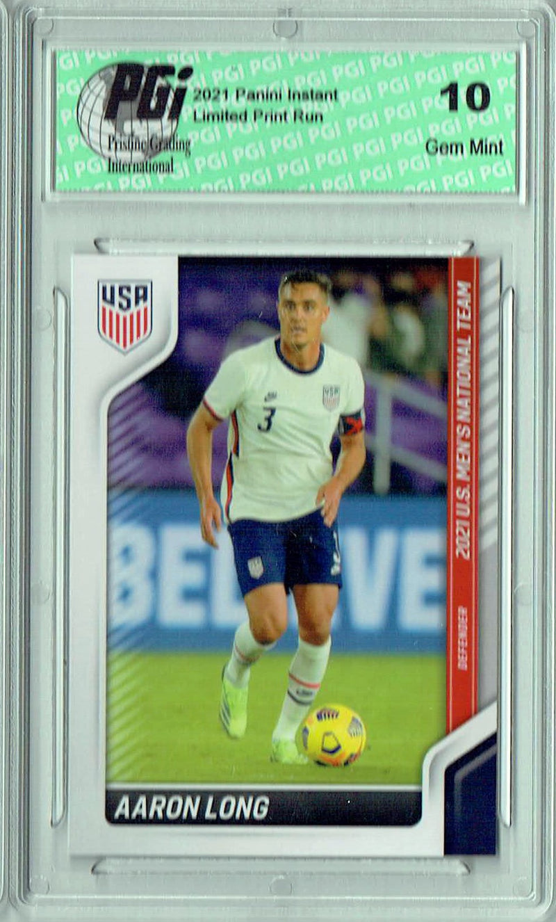 Aaron Long 2021 Panini America #7 USMNT Short Printed (SP) Trading Card PGI 10