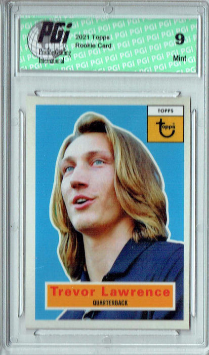 PGI 9 Trevor Lawrence 2021 Topps X #2 1956 Topps Football Rookie Card