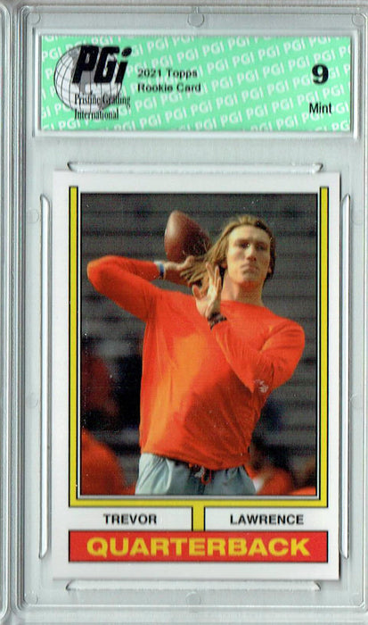 PGI 9 Trevor Lawrence 2021 Topps X #15 1974 Topps Football Rookie Card