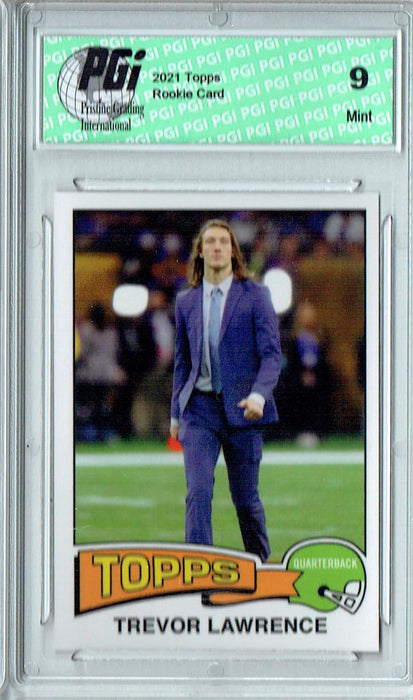 PGI 9 Trevor Lawrence 2021 Topps X #16 1975 Topps Football Rookie Card