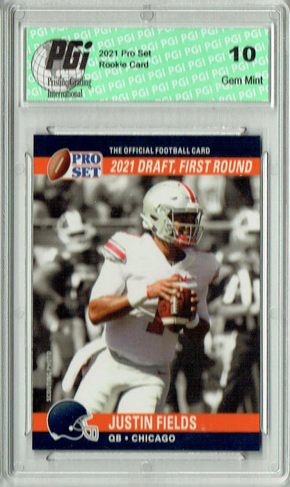 Justin Fields 2021 Pro Set #PSDD8 B/W Variation Print Run 421 Rookie Card PGI 10