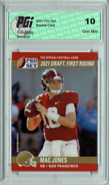 Mac Jones 2021 Pro Set #PSDD9 Niners Variation Print Run: 459 Rookie Card PGI 10