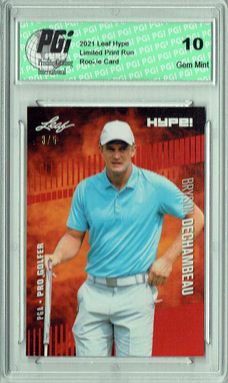 Bryson Dechambeau 2021 Leaf HYPE! #64 Red SP, Only 5 Made Rookie Card PGI 10