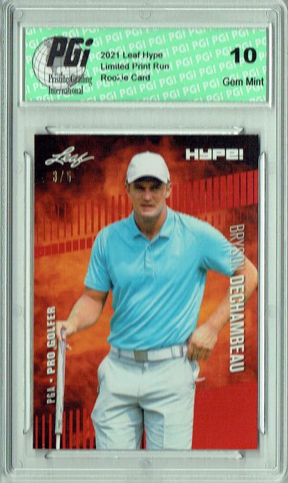 Bryson Dechambeau 2021 Leaf HYPE! #64 Red SP, Only 5 Made Rookie Card PGI 10