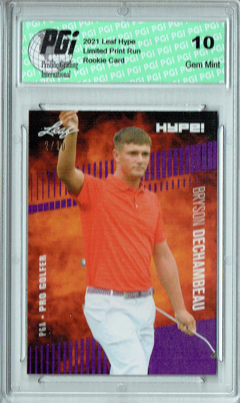 Bryson Dechambeau 2021 Leaf HYPE! #64A Purple SP Only 10 Made Rookie Card PGI 10