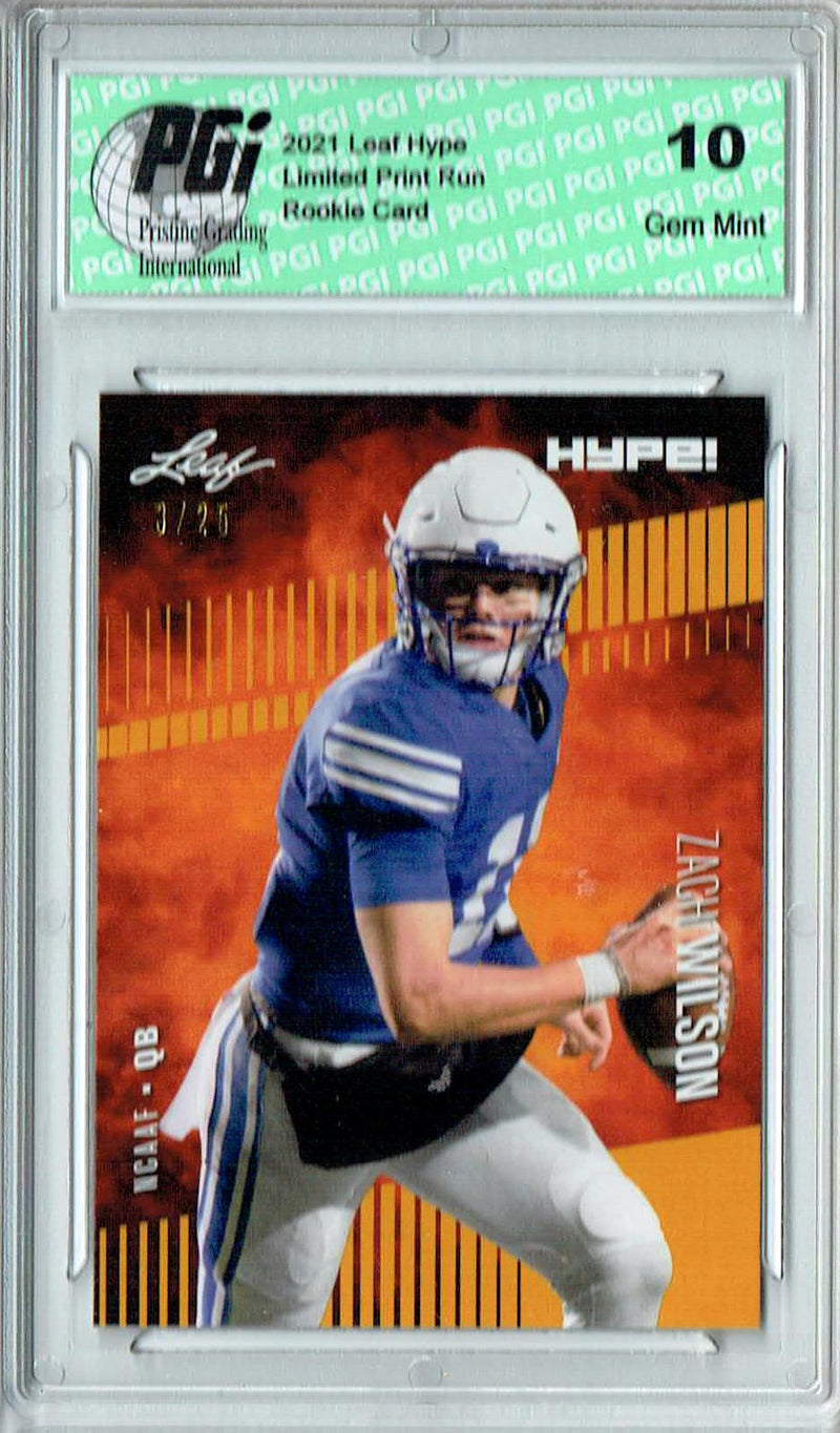 Zach Wilson Rookie Card BYU / New York PGI 10 Gem Mint Football Trading Card 2021 Leaf HYPE! #58 Gold SP, Only 25 Ever Made