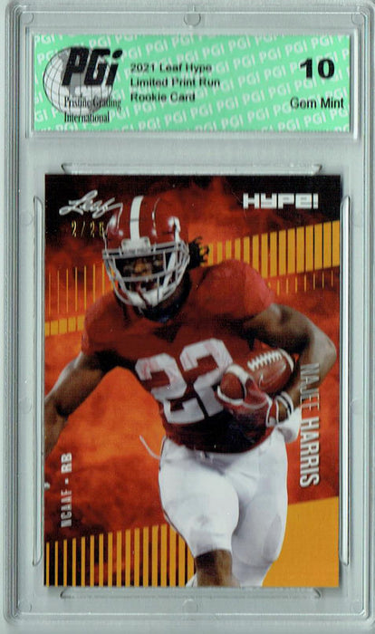 Najee Harris 2021 Leaf HYPE! #61 Gold SP, Only 25 Ever Made Rookie Card PGI 10