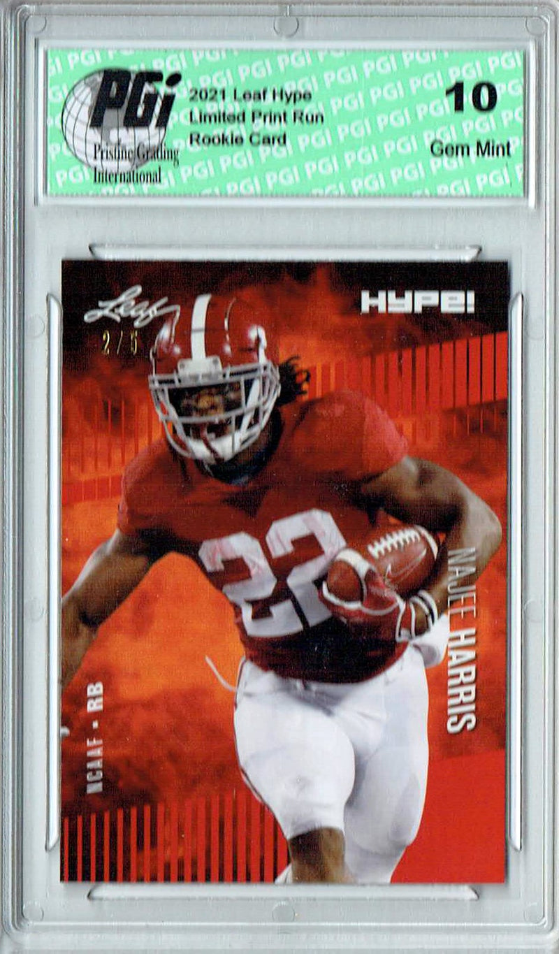Najee Harris Rookie Card Pittsburgh PGI 10 Gem Mint Football Trading Card 2021 Leaf HYPE! #61 Red SP, Only 5 Made