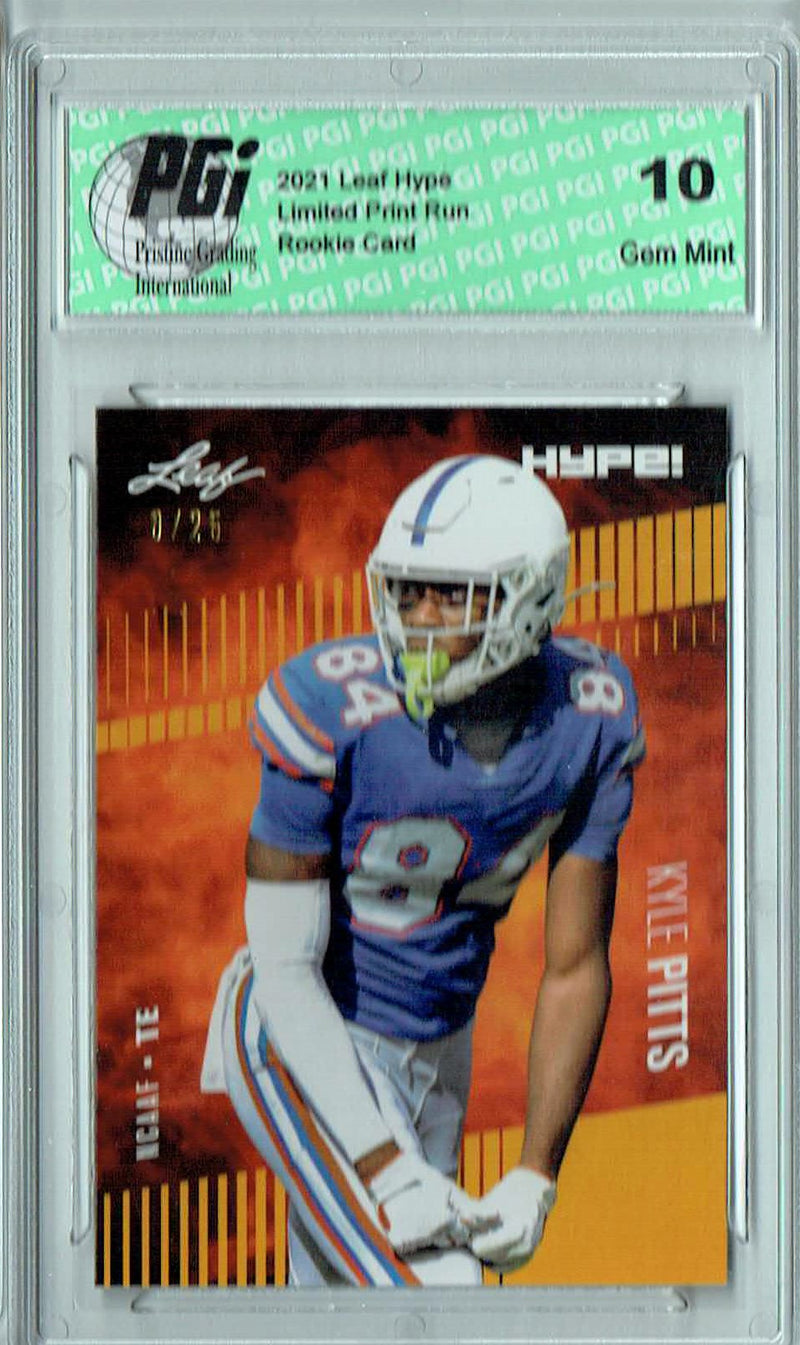 Kyle Pitts Rookie Card Atlanta PGI 10 Gem Mint Football Trading Card 2021 Leaf HYPE! #57 Gold SP, Only 25 Ever Made
