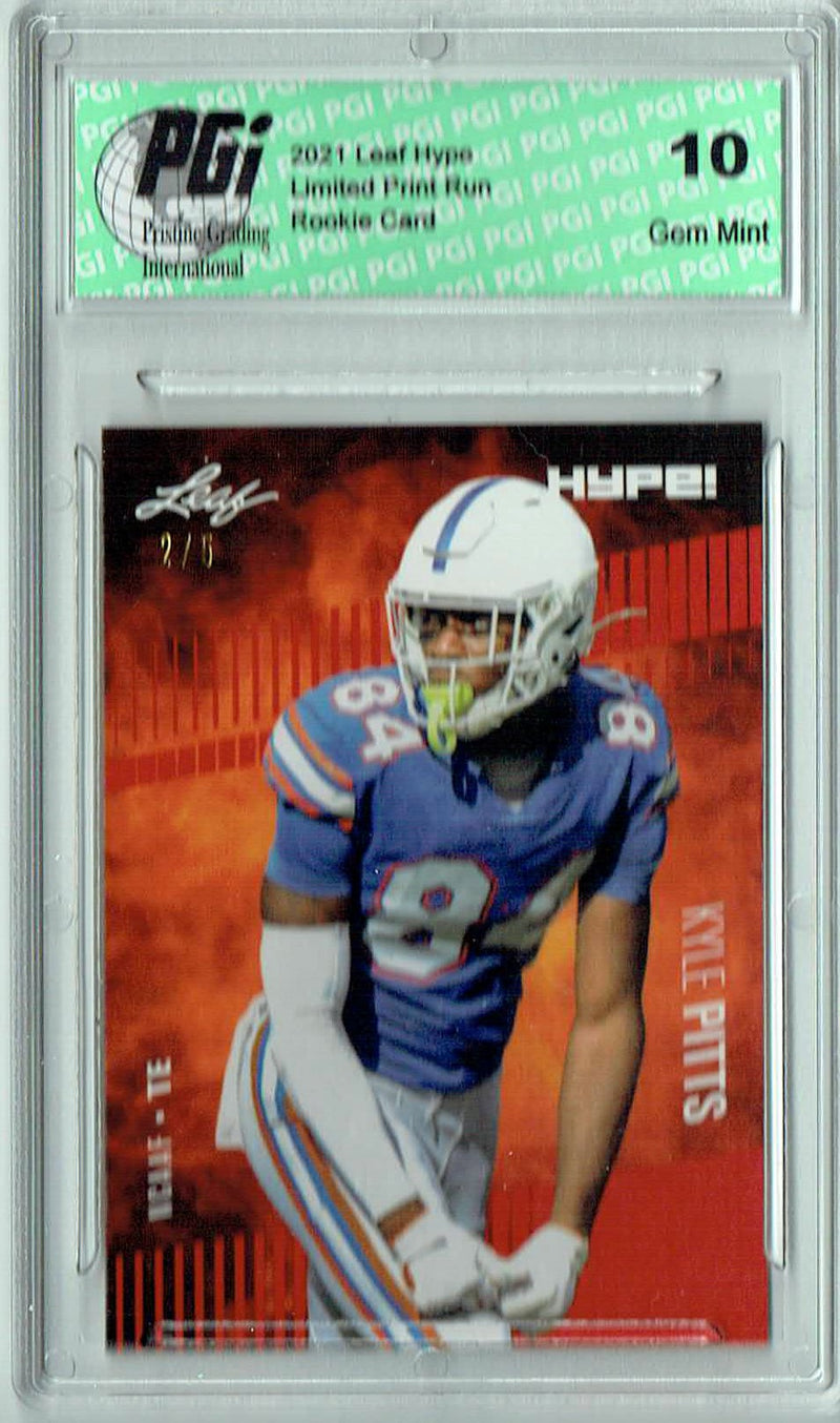 Kyle Pitts Rookie Card Atlanta PGI 10 Gem Mint Football Trading Card 2021 Leaf HYPE! #57 Red SP, Only 5 Made