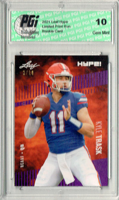 Kyle Trask 2021 Leaf HYPE! #59 Purple SP, 1 of 10 Made Rookie Card PGI 10