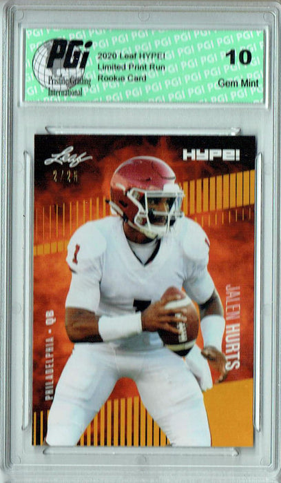 Jalen Hurts 2020 Leaf HYPE! #28A Gold SP, Only 25 Ever Made Rookie Card PGI 10