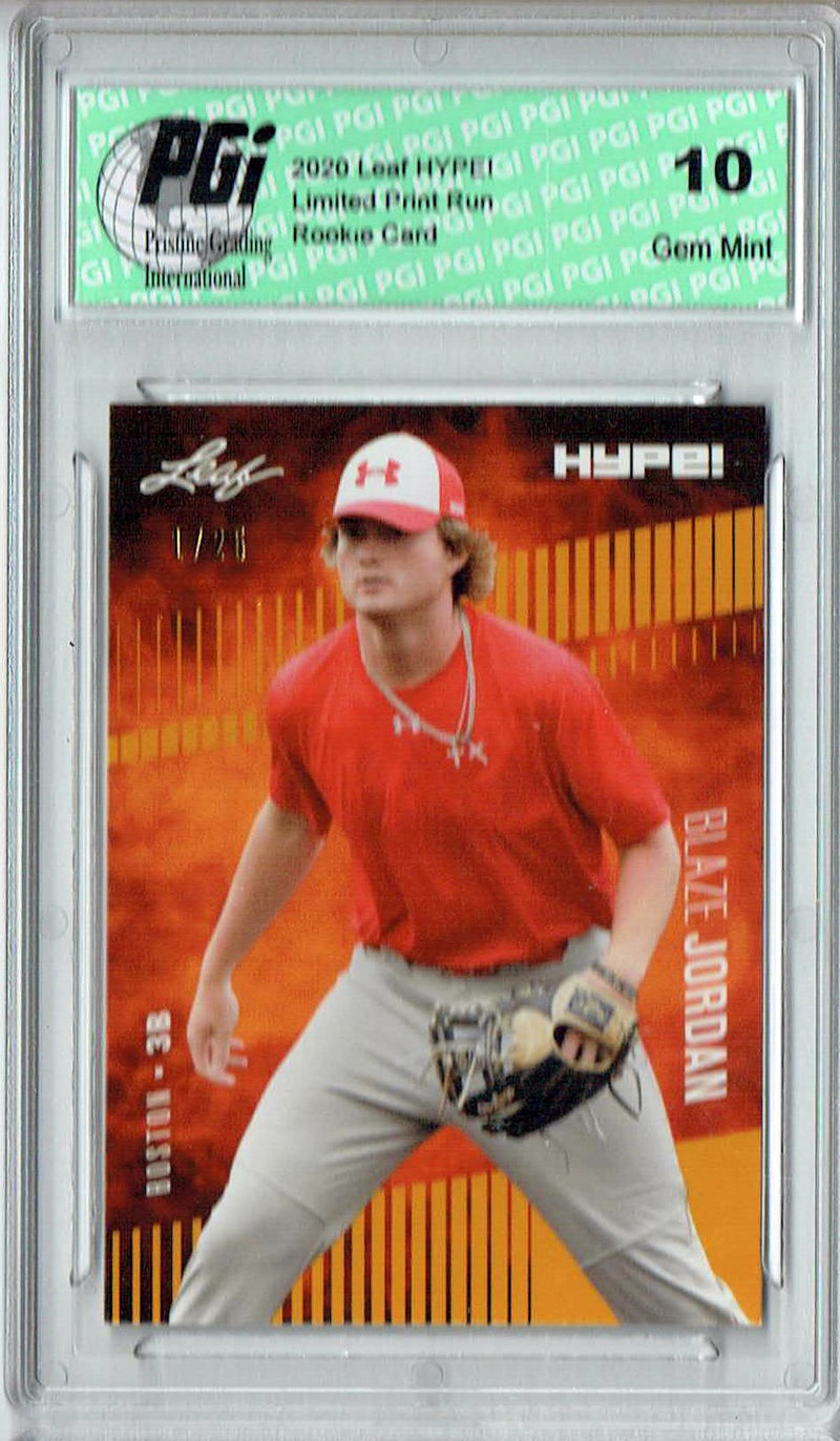 Blaze Jordan 2020 Leaf HYPE! #43 Gold SP, Only 25 Ever Made Rookie Card PGI 10