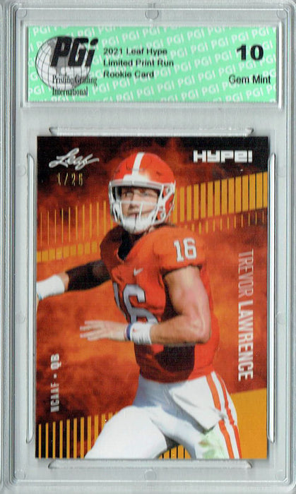 Trevor Lawrence 2021 Leaf HYPE! #49 Gold The #1 of 25 Rookie Card PGI 10