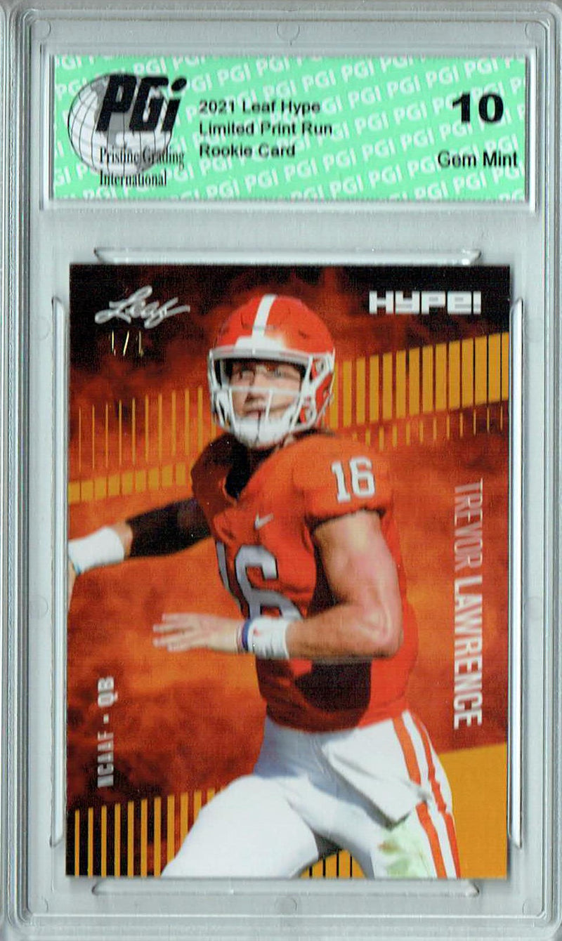 Trevor Lawrence Rookie Card Jacksonville PGI 10 Gem Mint Football Trading Card 2021 Leaf HYPE! #49 Gold Blank Back 1/1