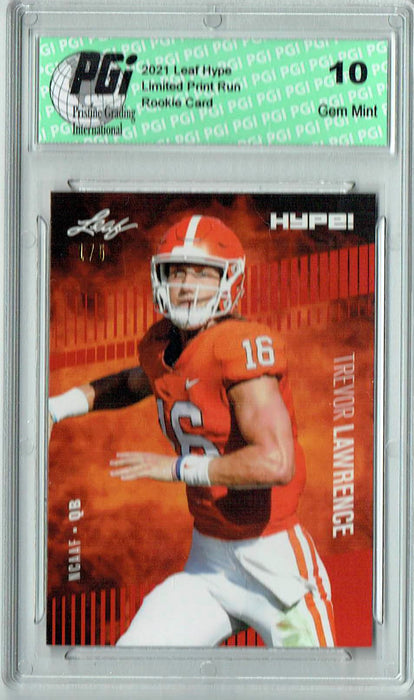 Trevor Lawrence 2021 Leaf HYPE! #49 Red The #1 of 5 Rookie Card PGI 10