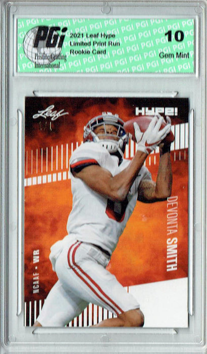 Devonta Smith 2021 Leaf HYPE! #53 White Blank Back 1/1 Rookie Card PGI 10