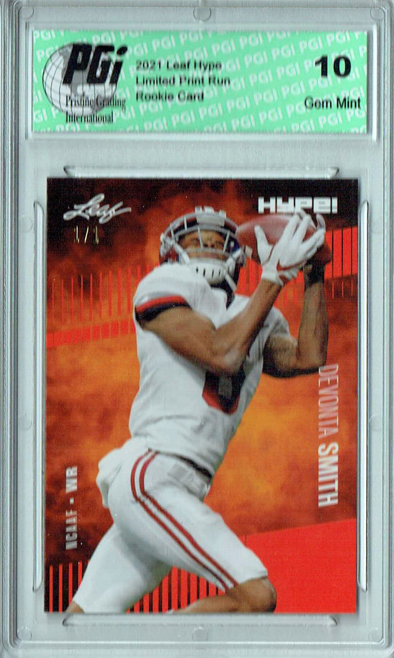 Devonta Smith Rookie Card Philadelphia PGI 10 Gem Mint Football Trading Card 2021 Leaf HYPE! #53 Masterpiece 1 of 1