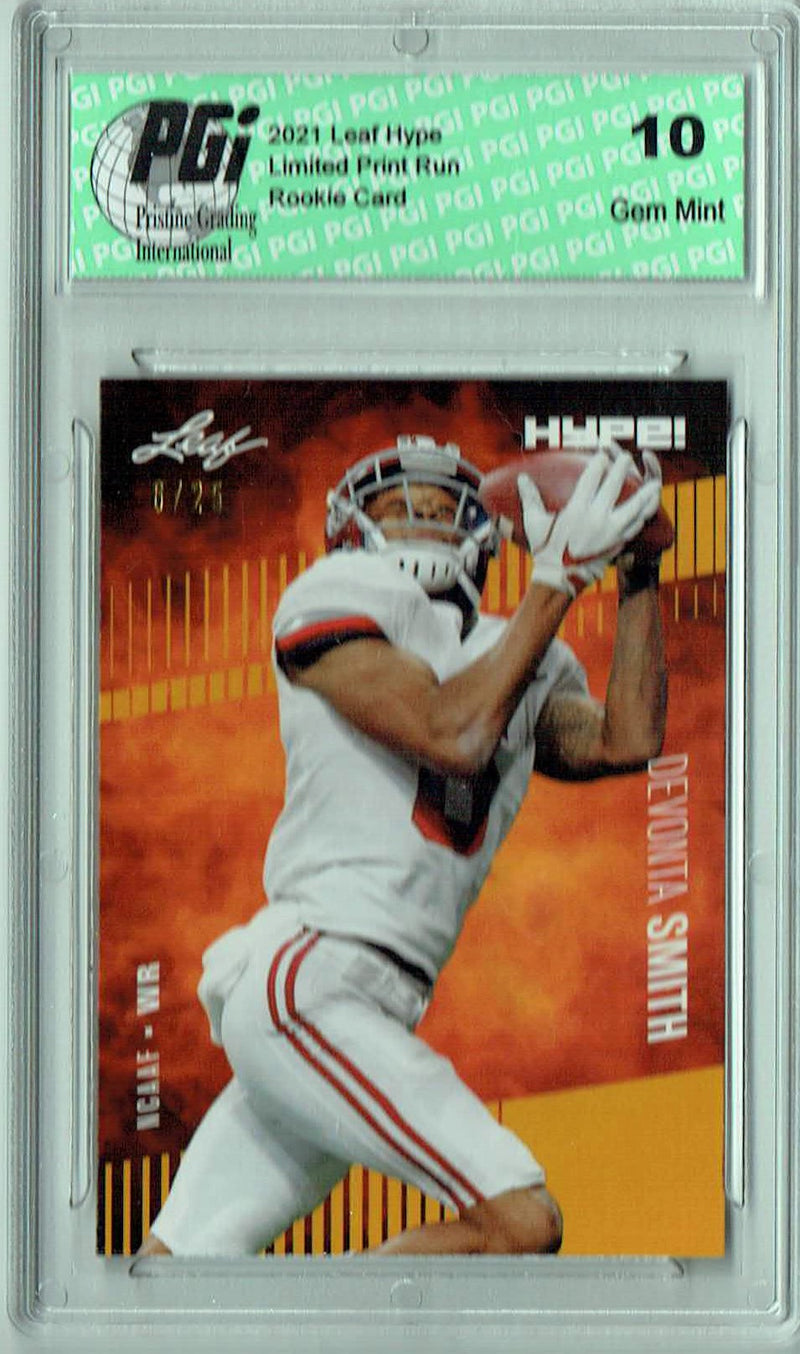 Devonta Smith Rookie Card Philadelphia PGI 10 Gem Mint Football Trading Card 2021 Leaf HYPE! #63 Gold Jersey #6/25