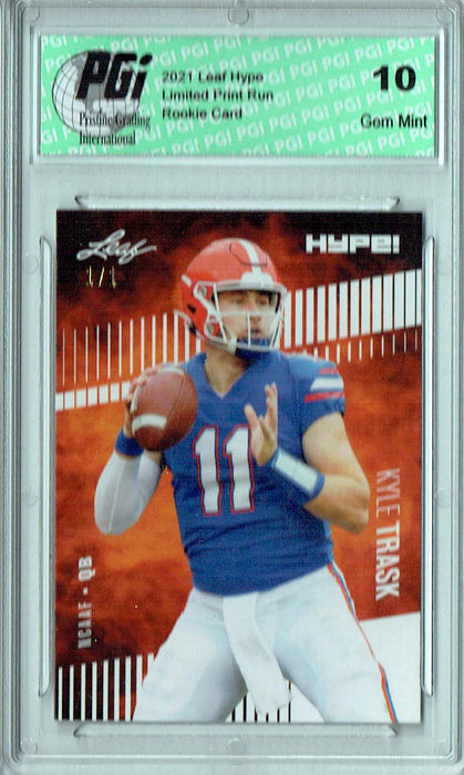 Kyle Trask 2021 Leaf HYPE! #59 White Blank Back 1/1 Rookie Card PGI 10