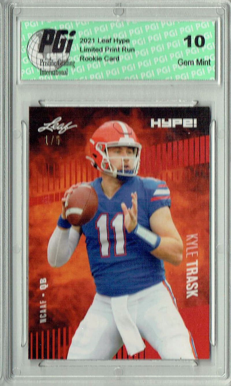 Kyle Trask Rookie Card Tampa Bay PGI 10 Gem Mint Football Trading Card 2021 Leaf HYPE! #59 Red The #1 of 5
