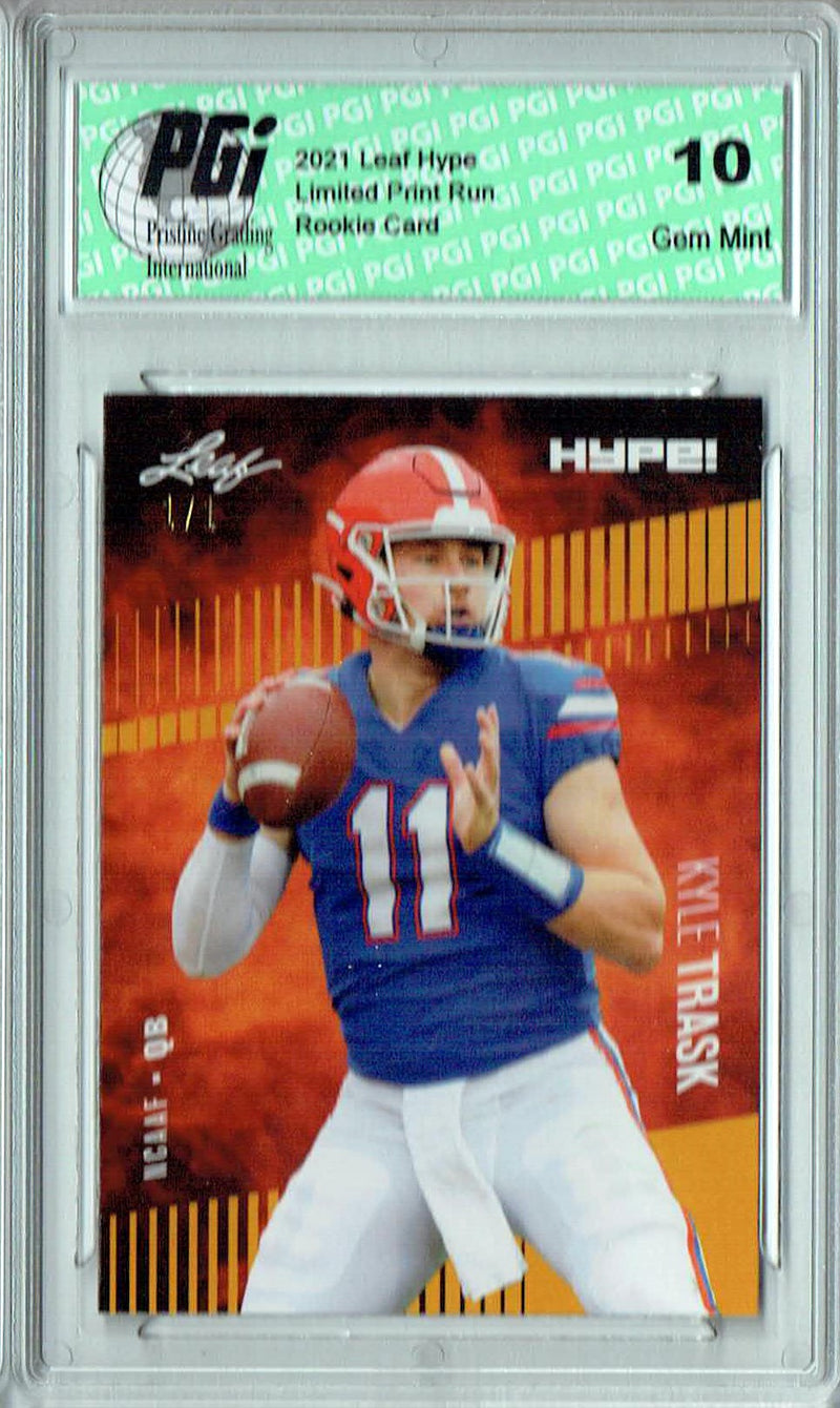 Kyle Trask Rookie Card Tampa Bay PGI 10 Gem Mint Football Trading Card 2021 Leaf HYPE! #59 Gold Blank Back 1/1