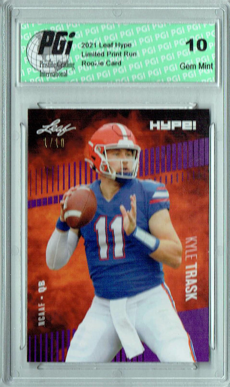 Kyle Trask Rookie Card Tampa Bay PGI 10 Gem Mint Football Trading Card 2021 Leaf HYPE! #59 Purple The 1 of 10