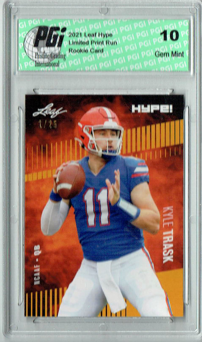 Kyle Trask Rookie Card Tampa Bay PGI 10 Gem Mint Football Trading Card 2021 Leaf HYPE! #59 Gold The #1 of 25
