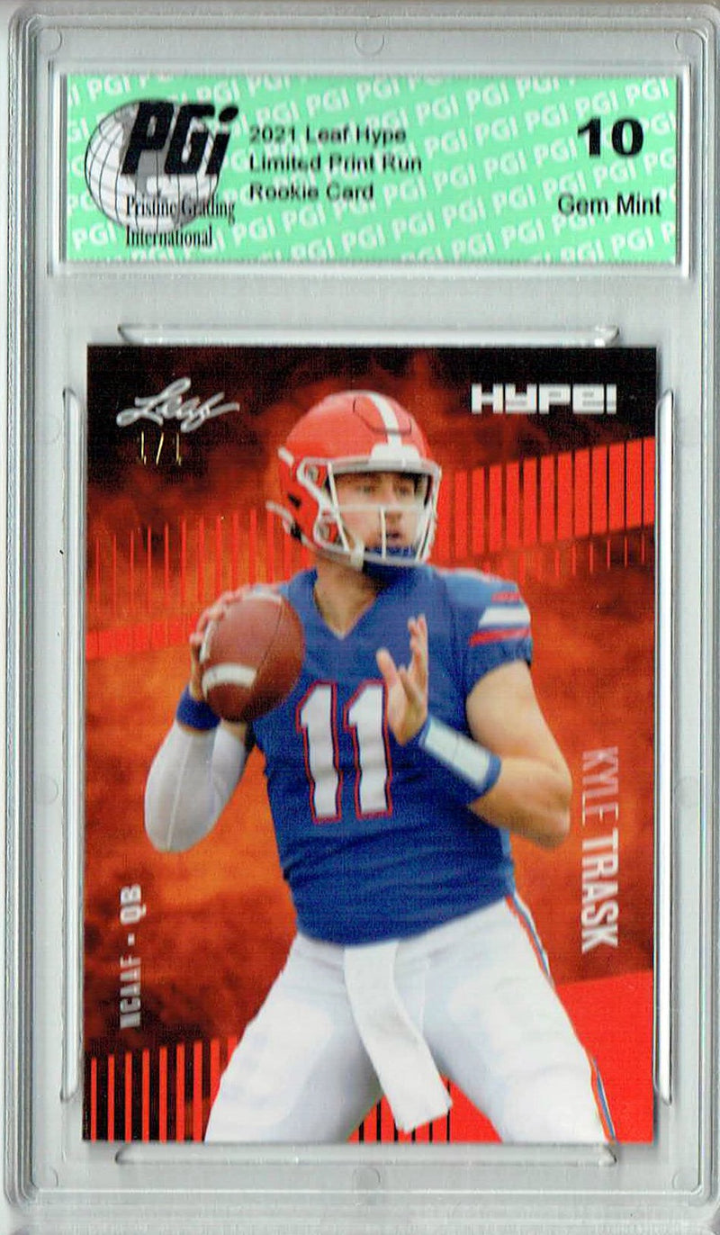 Kyle Trask Rookie Card Tampa Bay PGI 10 Gem Mint Football Trading Card 2021 Leaf HYPE! #59 Orange Blank Back 1/1