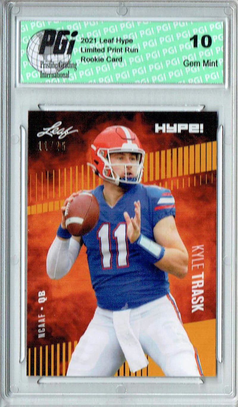 Kyle Trask Rookie Card Tampa Bay PGI 10 Gem Mint Football Trading Card 2021 Leaf HYPE! #59 Gold Jersey #11/25