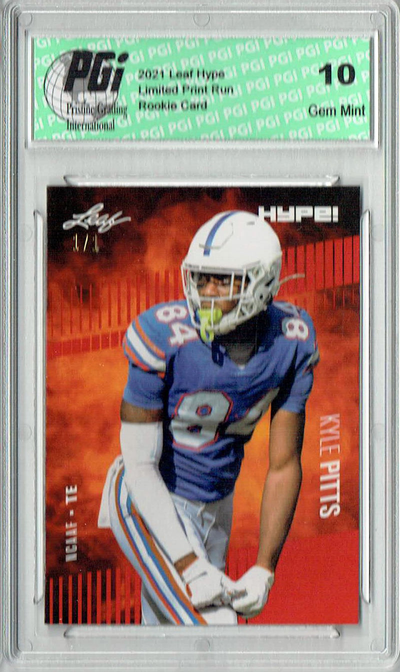 Kyle Pitts Rookie Card Atlanta PGI 10 Gem Mint Football Trading Card 2021 Leaf HYPE! #57 Red Blank Back 1/1