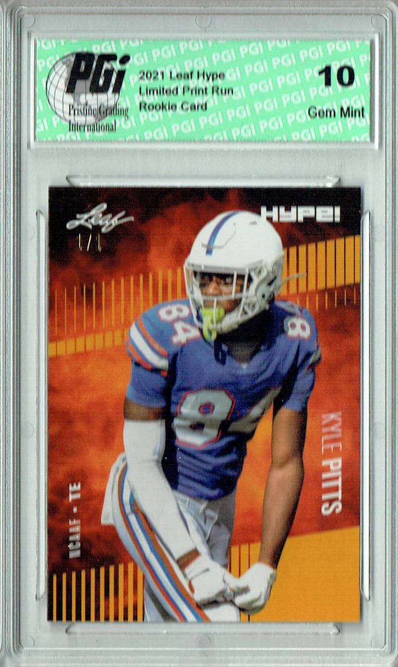 Kyle Pitts Rookie Card Atlanta PGI 10 Gem Mint Football Trading Card 2021 Leaf HYPE! #57 Gold Blank Back 1/1