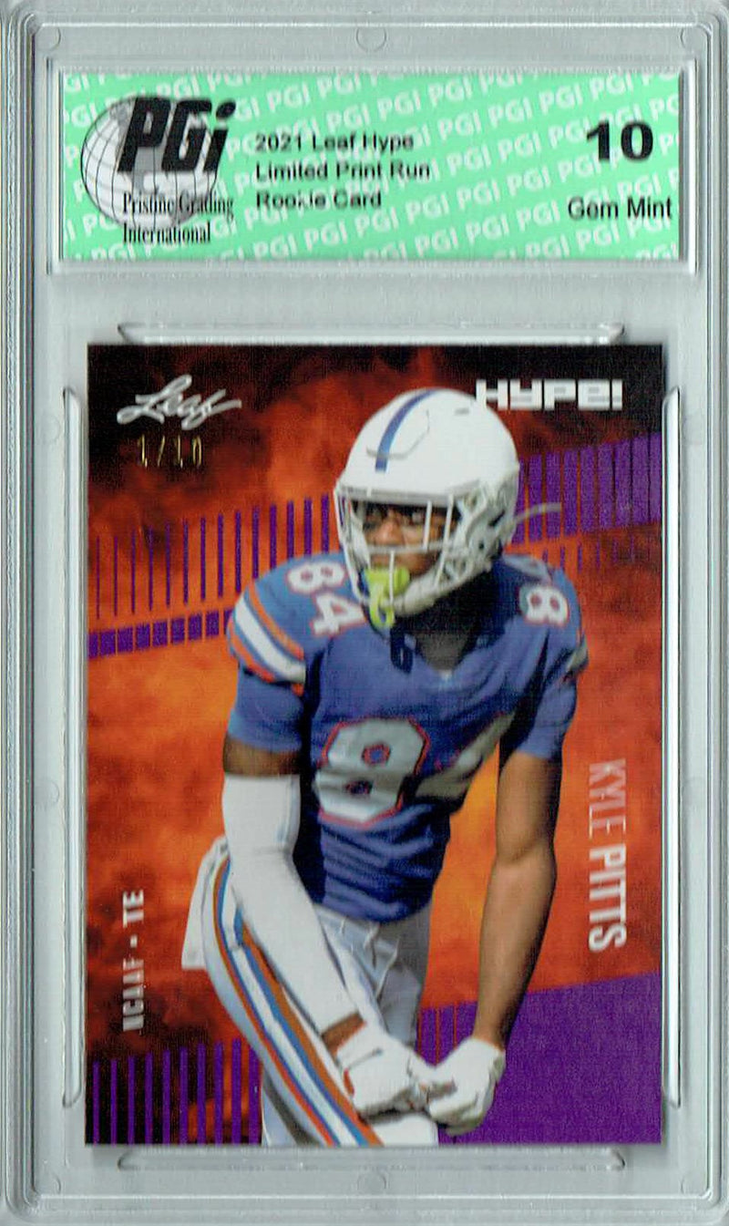 Kyle Pitts Rookie Card Atlanta PGI 10 Gem Mint Football Trading Card 2021 Leaf HYPE! #57 Purple The 1 of 10