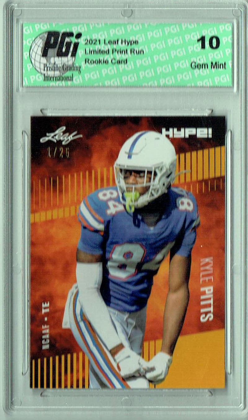 Kyle Pitts Rookie Card Atlanta PGI 10 Gem Mint Football Trading Card 2021 Leaf HYPE! #57 Gold The #1 of 25