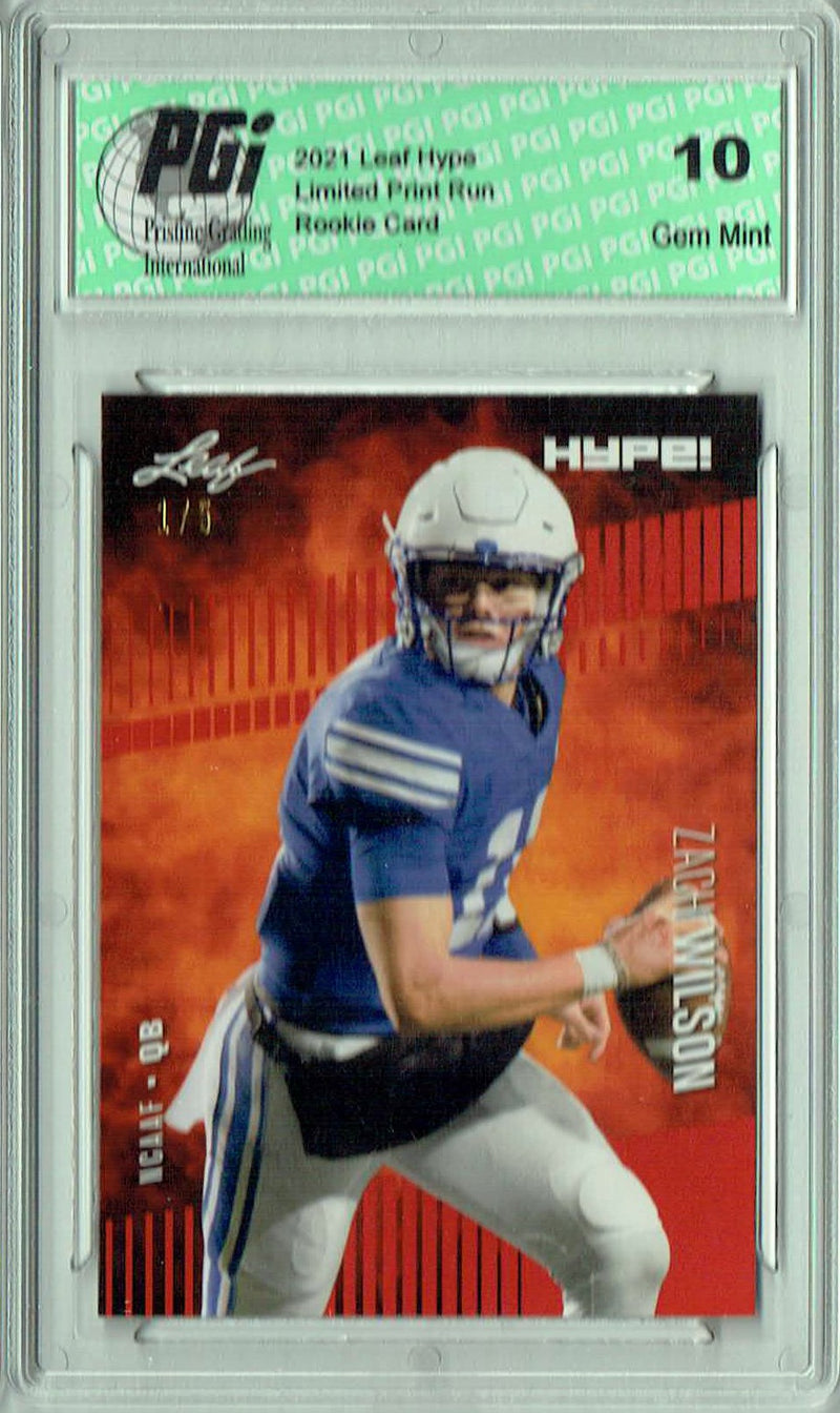 Zach Wilson Rookie Card BYU / New York PGI 10 Gem Mint Football Trading Card 2021 Leaf HYPE! #58 Red The #1 of 5