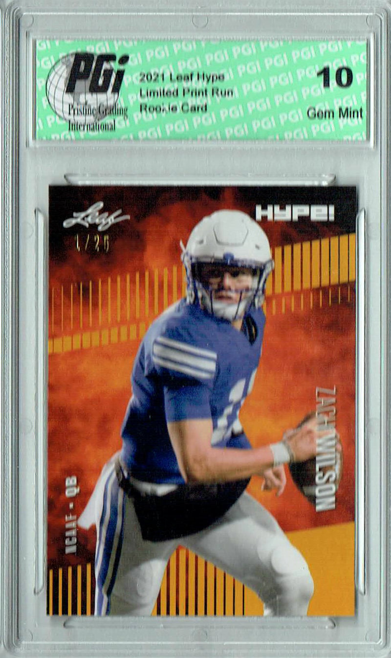 Zach Wilson Rookie Card BYU / New York PGI 10 Gem Mint Football Trading Card 2021 Leaf HYPE! #58 Gold The #1 of 25