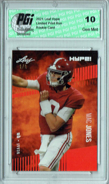 Mac Jones 2021 Leaf HYPE! #60 Orange Blank Back 1/1 Rookie Card PGI 10