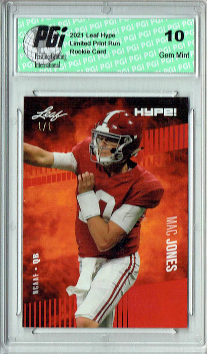 Mac Jones 2021 Leaf HYPE! #60 Red Blank Back 1/1 Rookie Card PGI 10