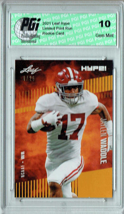 Jaylen Waddle 2021 Leaf HYPE! #62 Gold The #1 of 25 Rookie Card PGI 10