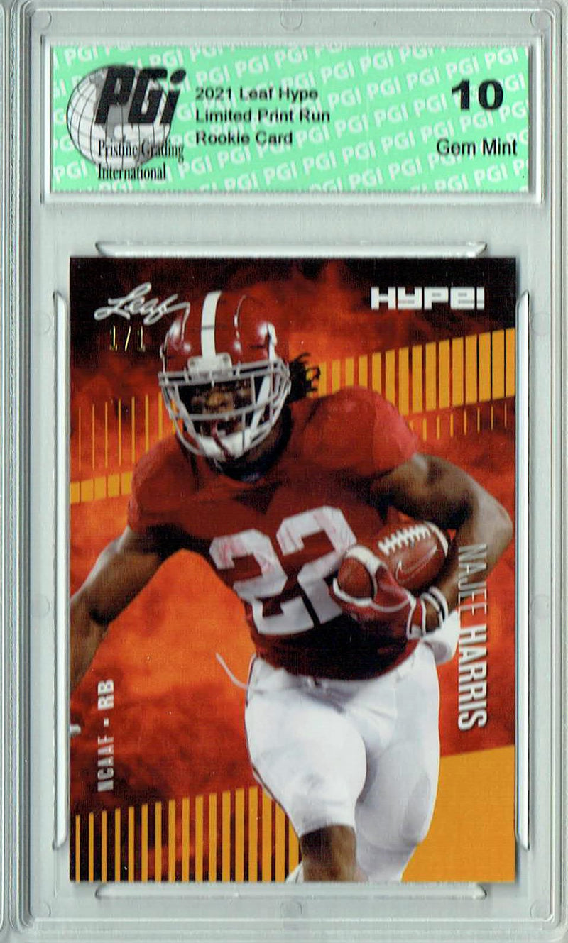 Najee Harris Rookie Card Pittsburgh PGI 10 Gem Mint Football Trading Card 2021 Leaf HYPE! #61 Gold Blank Back 1/1