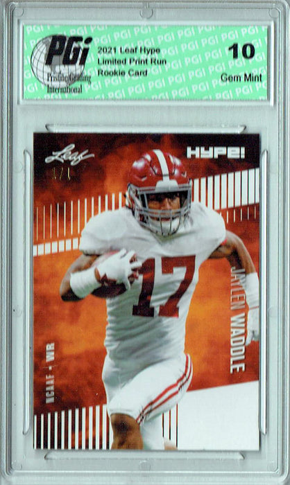 Jaylen Waddle 2021 Leaf HYPE! #62 White Blank Back 1/1 Rookie Card PGI 10