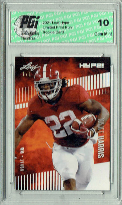 Najee Harris 2021 Leaf HYPE! #61 White Blank Back 1/1 Rookie Card PGI 10