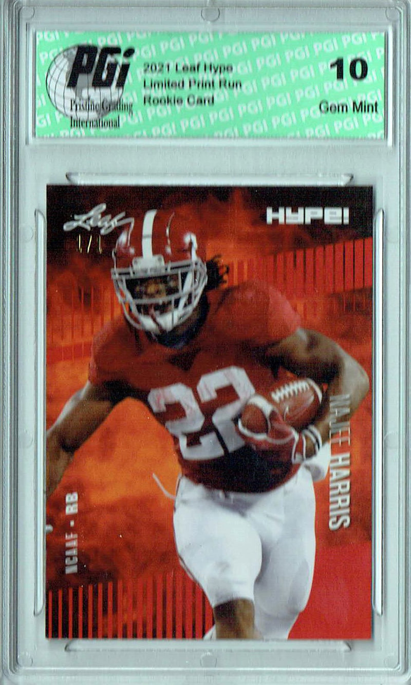 Najee Harris Rookie Card Pittsburgh PGI 10 Gem Mint Football Trading Card 2021 Leaf HYPE! #61 Red Blank Back 1/1